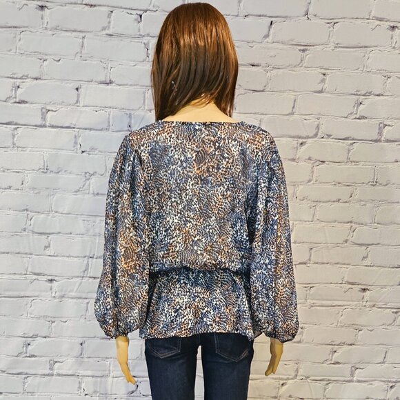 DKNY - loose fitting peplum style sheer blouse in contemporary print - Picture 7 of 10